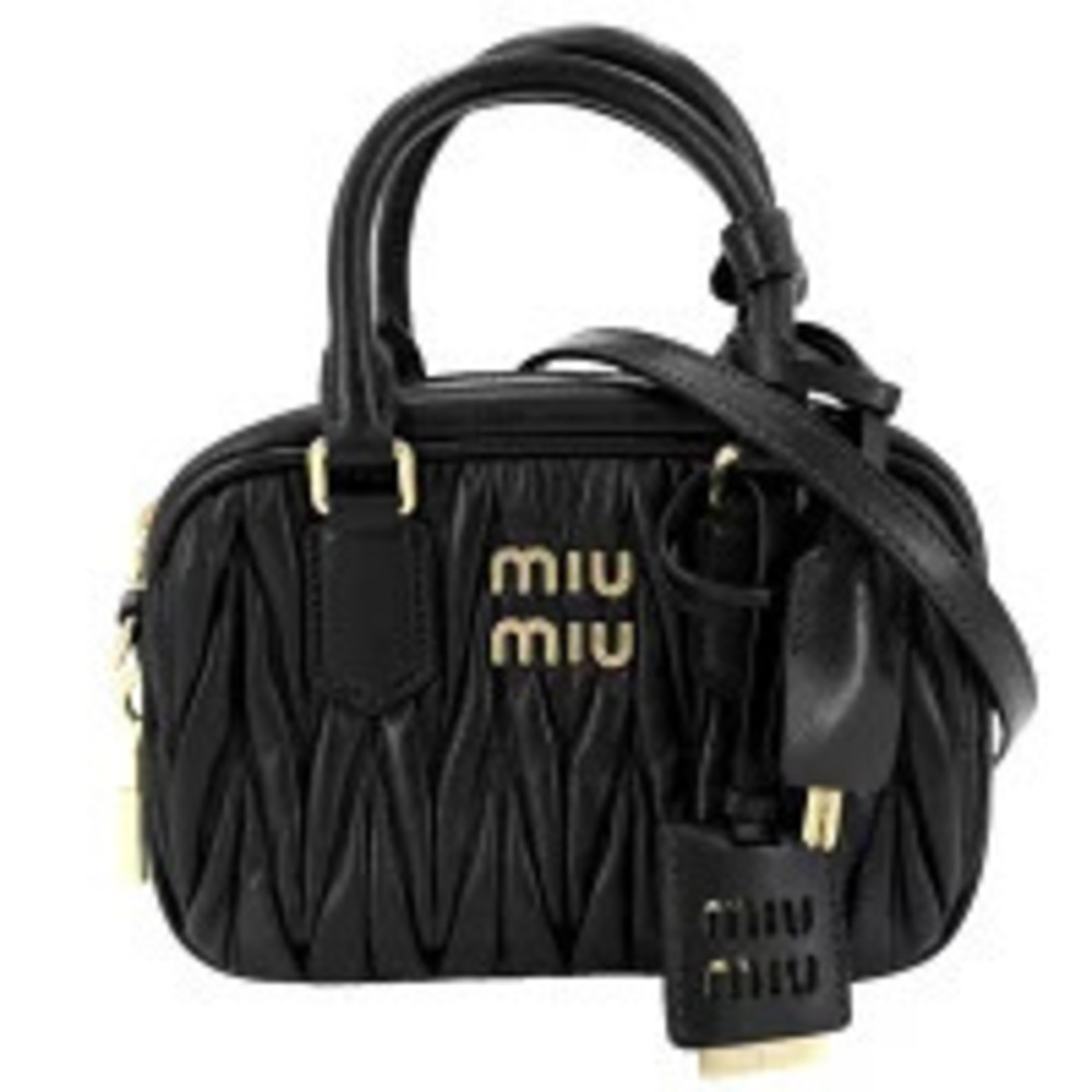 Miu Miu Arcadi Matelasse Miu Leather 2Way Crossbody Bag Black